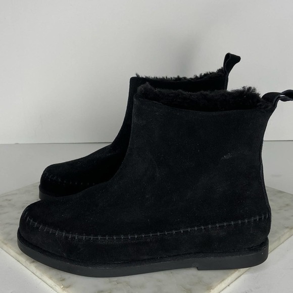 NEW Steve Madden Tommy Bootie Black Suede Shearling Lined Ankle Boots Size 5 - Picture 5 of 12
